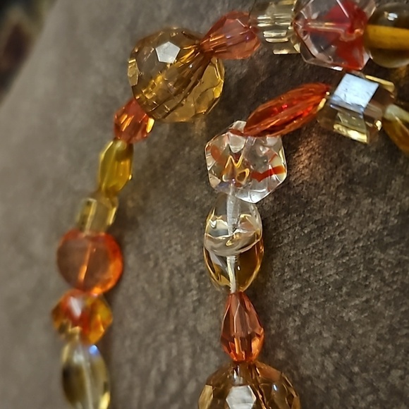 HANDMADE Orange Dichroic Glass Pendant Beaded Necklace - Picture 8 of 10